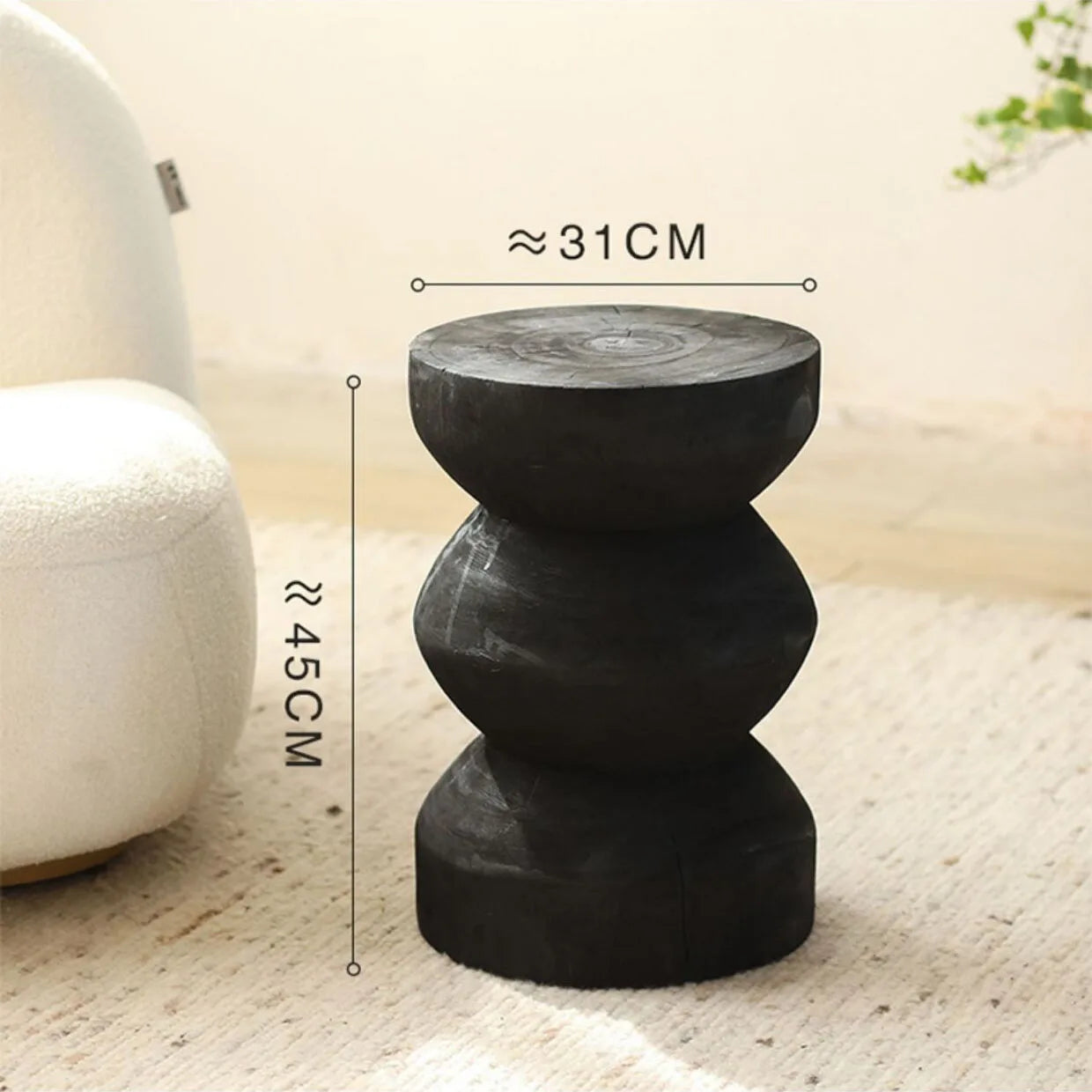 MOMO Original Wooden Low Stool Wabi-sabi Small Side Table B&B Decorative Wooden Stool Retro Solid Wood Creative Sofa Table
