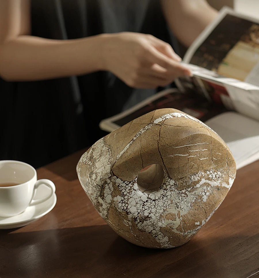Natural Marble Ornaments for Bookshelf and Coffee Table Modern Sculpture Decoration for Living Room Bedroom Office Cabinets