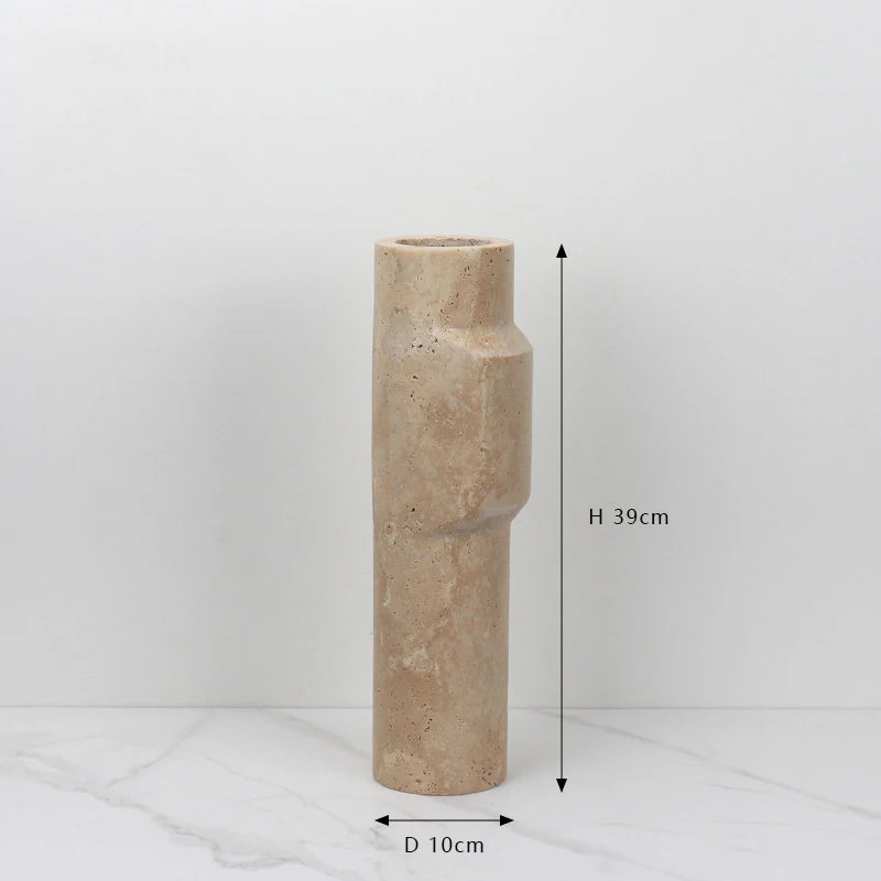 Minimalism Natural Marble Travertine Vase Home Decor Living Room Scandinavian Flower Holder Vase Table