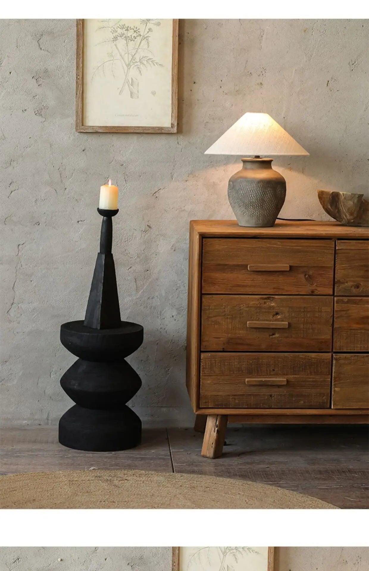 MOMO Original Wooden Low Stool Wabi-sabi Small Side Table B&B Decorative Wooden Stool Retro Solid Wood Creative Sofa Table