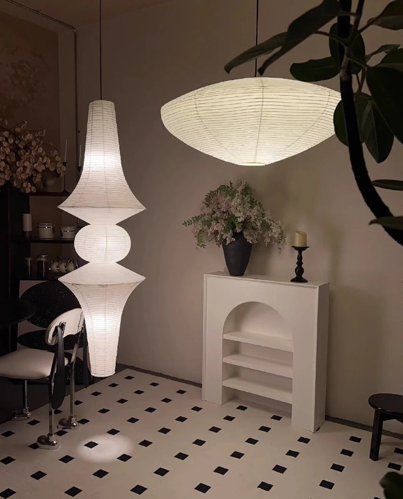 Japanese Noguchi Yong Medieval Pendant Lights LED E27 Rice Paper Hanging Lamp Living Room Bedroom Restaurant Cafe Hotel Homestay