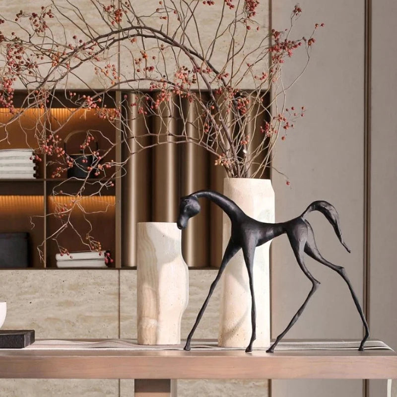 Minimalism Natural Marble Travertine Vase Home Decor Living Room Scandinavian Flower Holder Vase Table