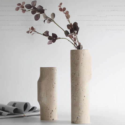 Minimalism Natural Marble Travertine Vase Home Decor Living Room Scandinavian Flower Holder Vase Table
