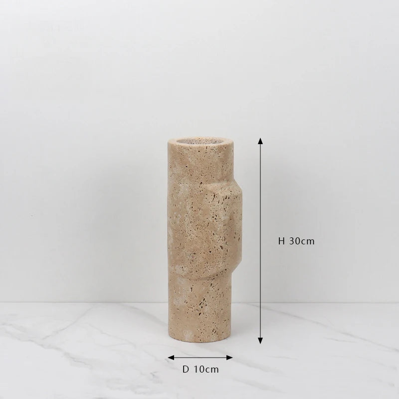 Minimalism Natural Marble Travertine Vase Home Decor Living Room Scandinavian Flower Holder Vase Table