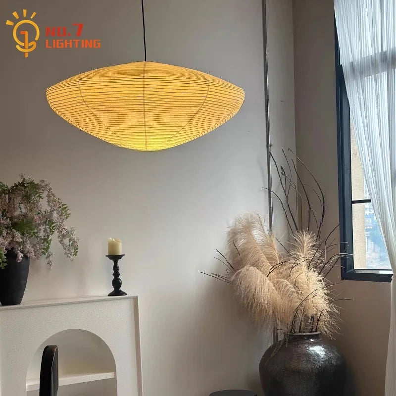 Japanese Noguchi Yong Medieval Pendant Lights LED E27 Rice Paper Hanging Lamp Living Room Bedroom Restaurant Cafe Hotel Homestay