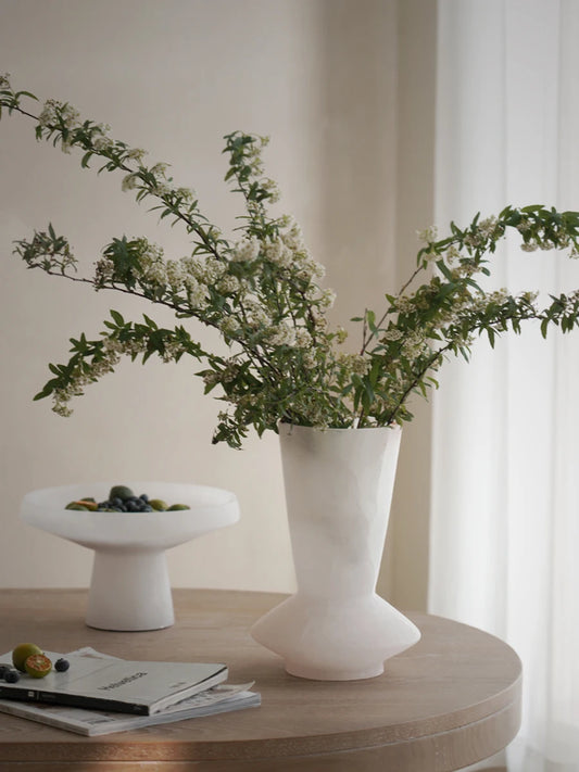Minimalist White Onyx Natural Marble Vase Modern Flower Vase for Table Shelf Bookshelf Mantel Entryway and Centerpieces
