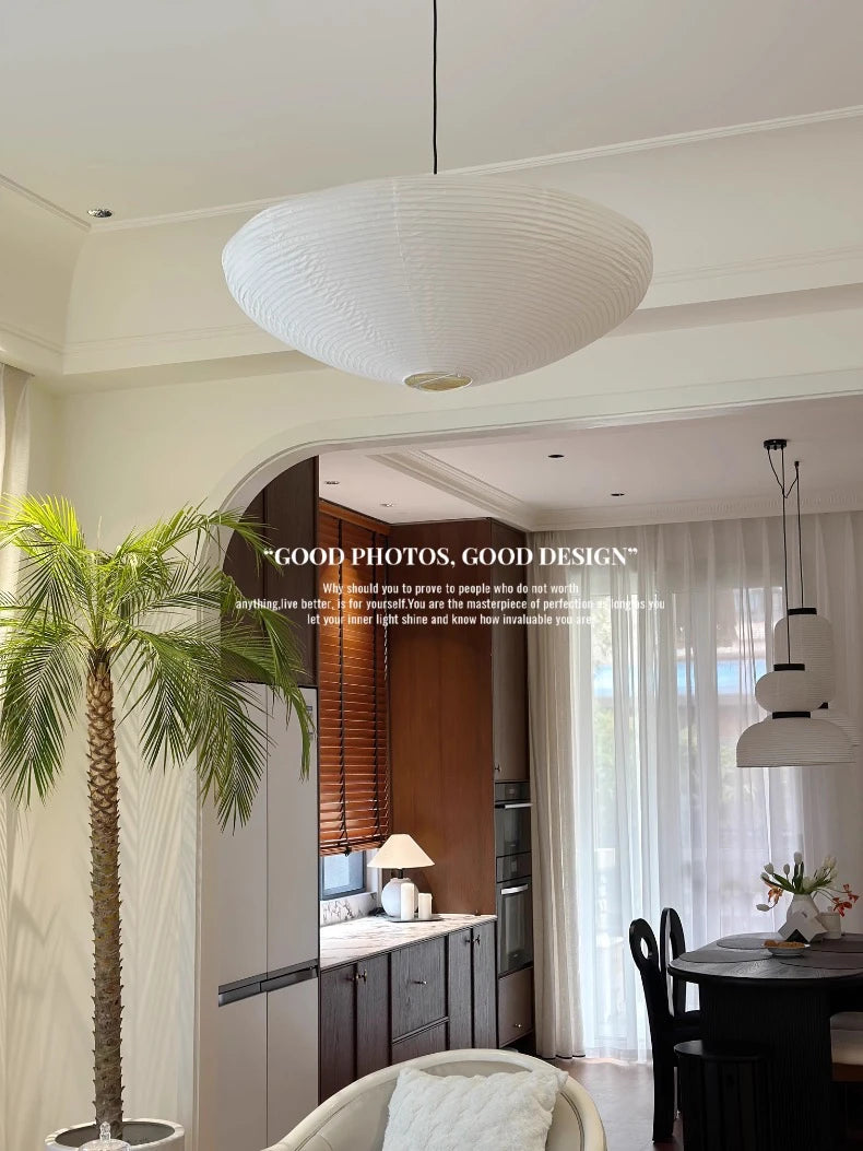 Japanese Noguchi Yong Medieval Pendant Lights LED E27 Rice Paper Hanging Lamp Living Room Bedroom Restaurant Cafe Hotel Homestay