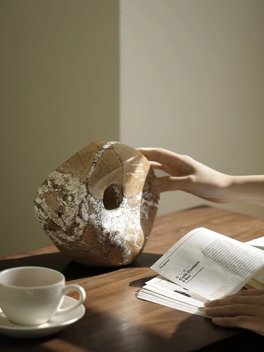 Natural Marble Ornaments for Bookshelf and Coffee Table Modern Sculpture Decoration for Living Room Bedroom Office Cabinets