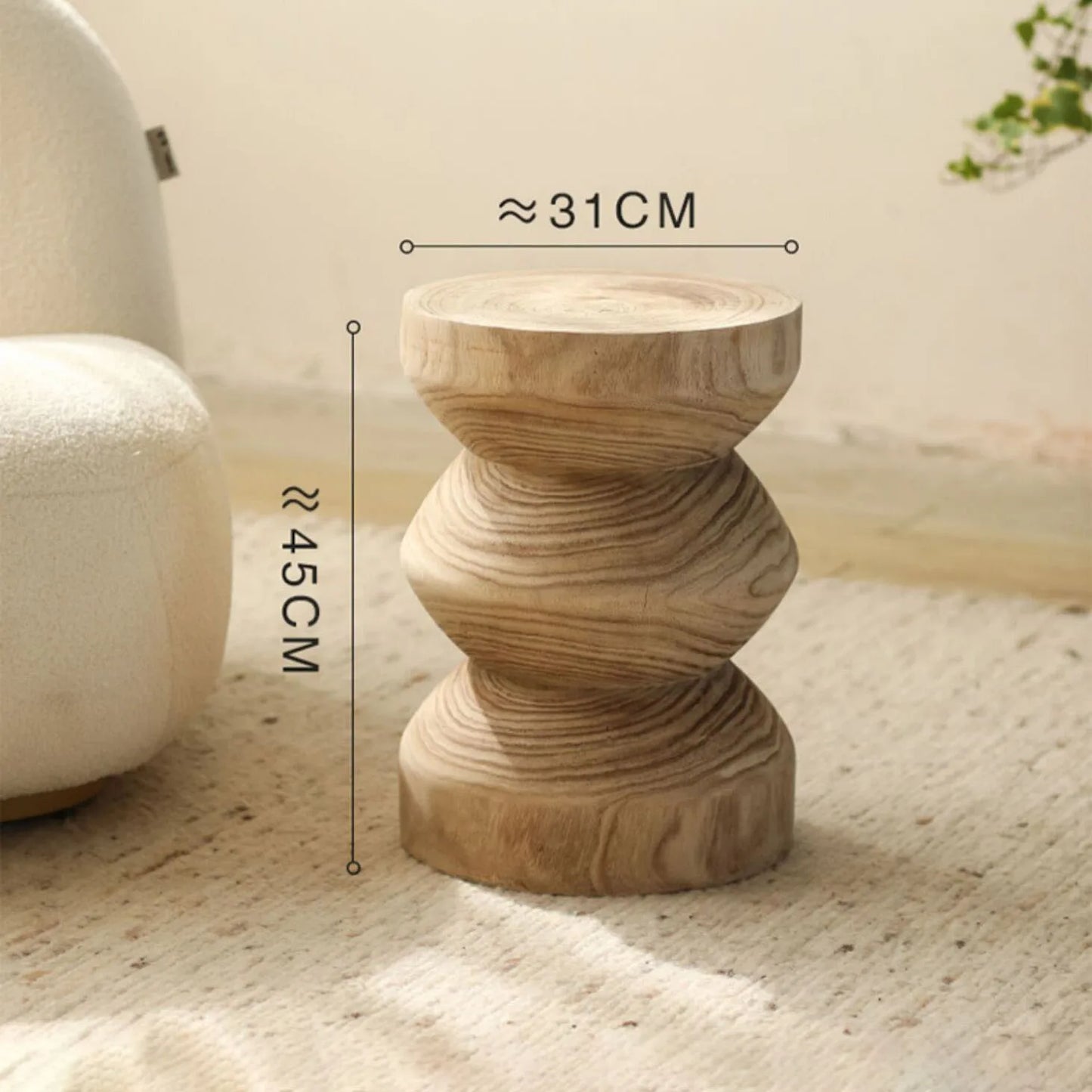 MOMO Original Wooden Low Stool Wabi-sabi Small Side Table B&B Decorative Wooden Stool Retro Solid Wood Creative Sofa Table