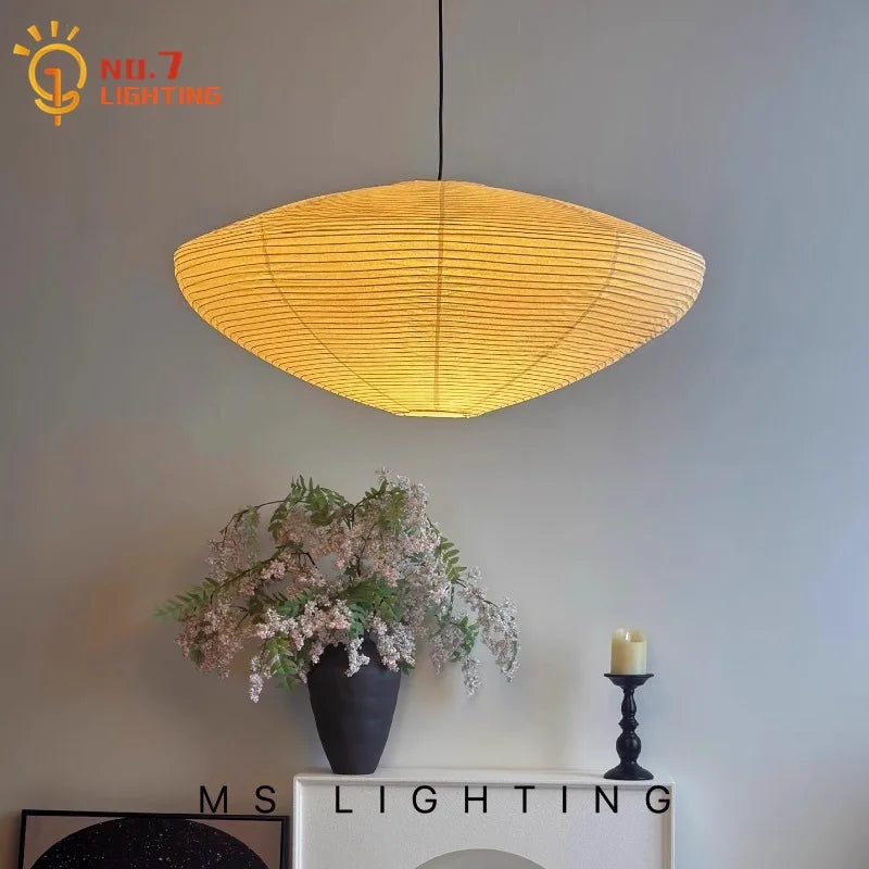 Japanese Noguchi Yong Medieval Pendant Lights LED E27 Rice Paper Hanging Lamp Living Room Bedroom Restaurant Cafe Hotel Homestay